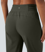 Jogging de danse fuselé froncé séchage rapide effet frais InstantCool taille haute avec cordon de serrage et poches, protection solaire UPF40+