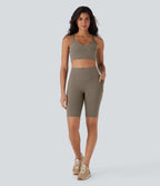 Short cycliste 22,8 cm d'entraînement gainant taille haute avec poches Halara UltraSculpt™