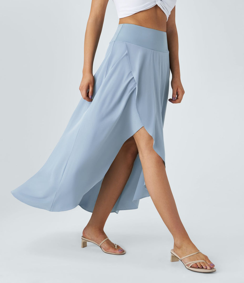 Jupe Longue Casual Breezeful™ Taille Haute à Volants 2en1 Fluide Sèchement Rapide Quotidien Maxi