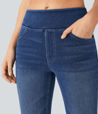 Halara Flex™ Jean bootcut décontracté extensible délavé taille haute à poches multiples