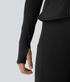 Veste ajustée col montant zippée avec passants pouces et ourlet à volants DayStretch avec poches