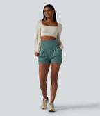 Short de yoga SoftlyZero™ Airy taille haute froncé effet frais InstantCool 7,5 cm avec poches