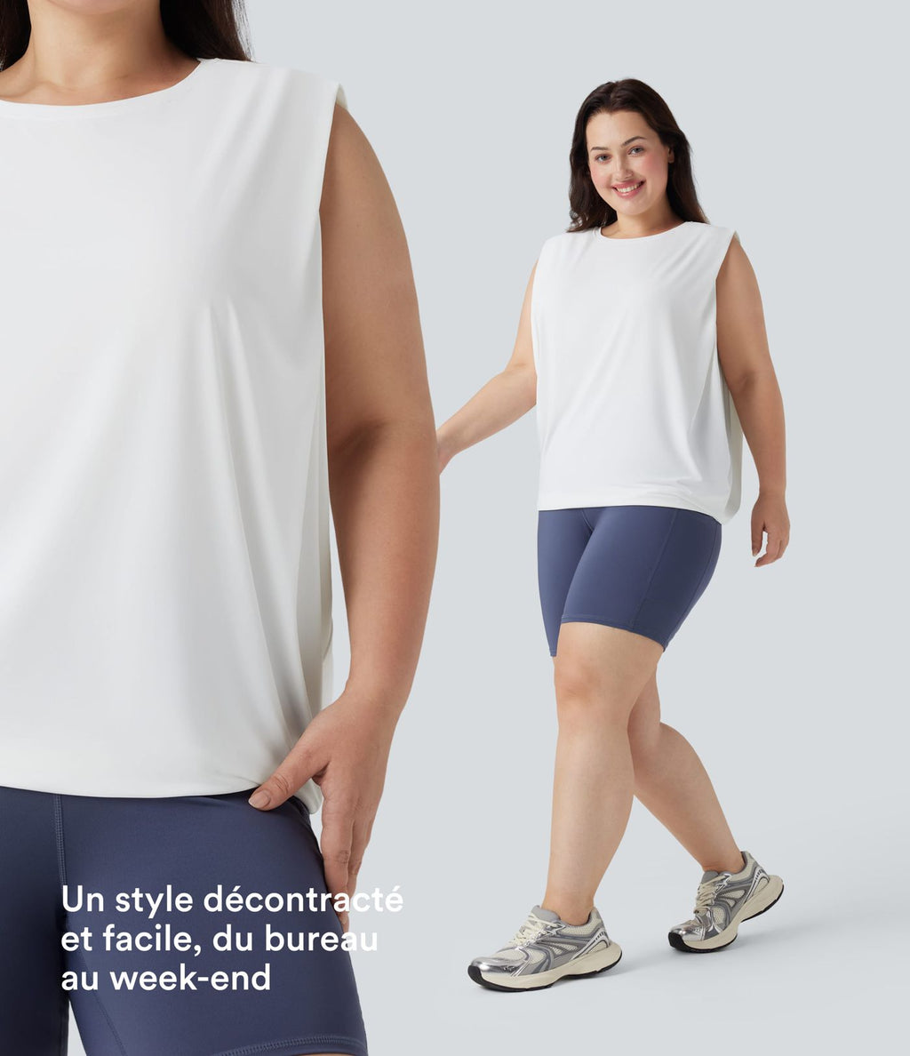 Débardeur yoga grande taille col rond Cool Touch - UPF50+