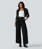 Blazer de travail court col rond manches 3/4