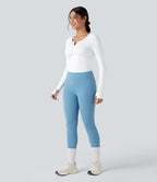 Tops de sport yoga SoftlyZero™ Plush manches longues avec trous pouces