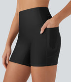 Short cycliste 12,5 cm de course gainant taille haute brillant avec poches