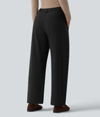 Pantalon tailleur barrel taille mi-haute avec poches