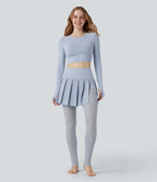 Legging à jupe étrier danse Breezeful™ 2-en-1 taille haute plissé résille contrastante séchage rapide avec poches