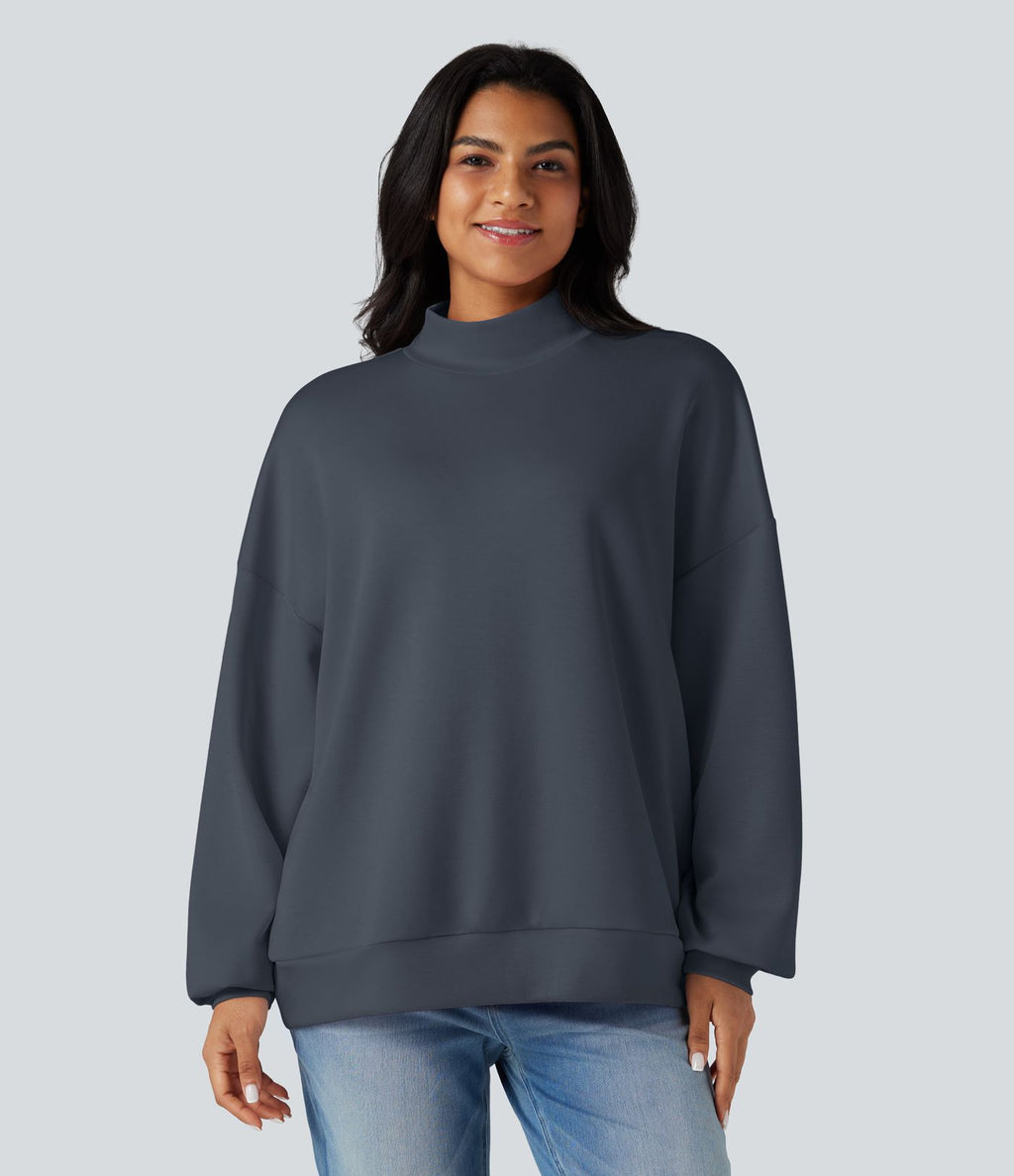 Sweatshirt casual col montant coupe décontractée avec poches