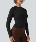Haut de sport col rond à manches longues sans couture Seamless Flow