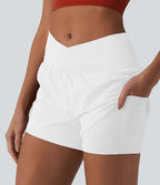 Short de yoga 2-en-1 SoftlyZero™ Airy croisé taille haute 7,5 cm effet frais InstantCool avec poches