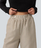 Pantalon d'intérieur ample taille haute à rayures avec poches