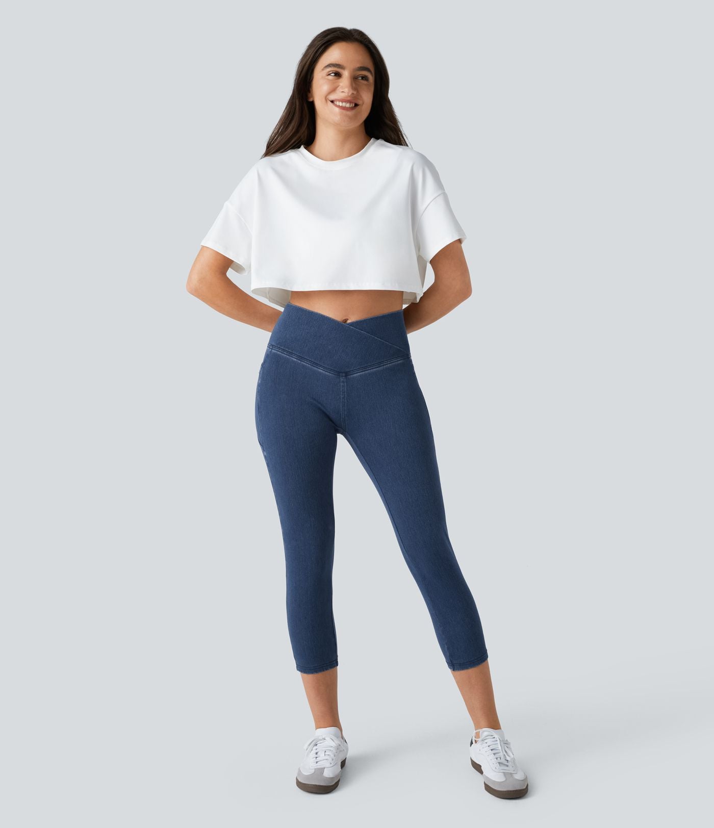 Halara Flex™ Jegging Travail Capri Tricoté Extensible Lavé Poche Latérale Croisée