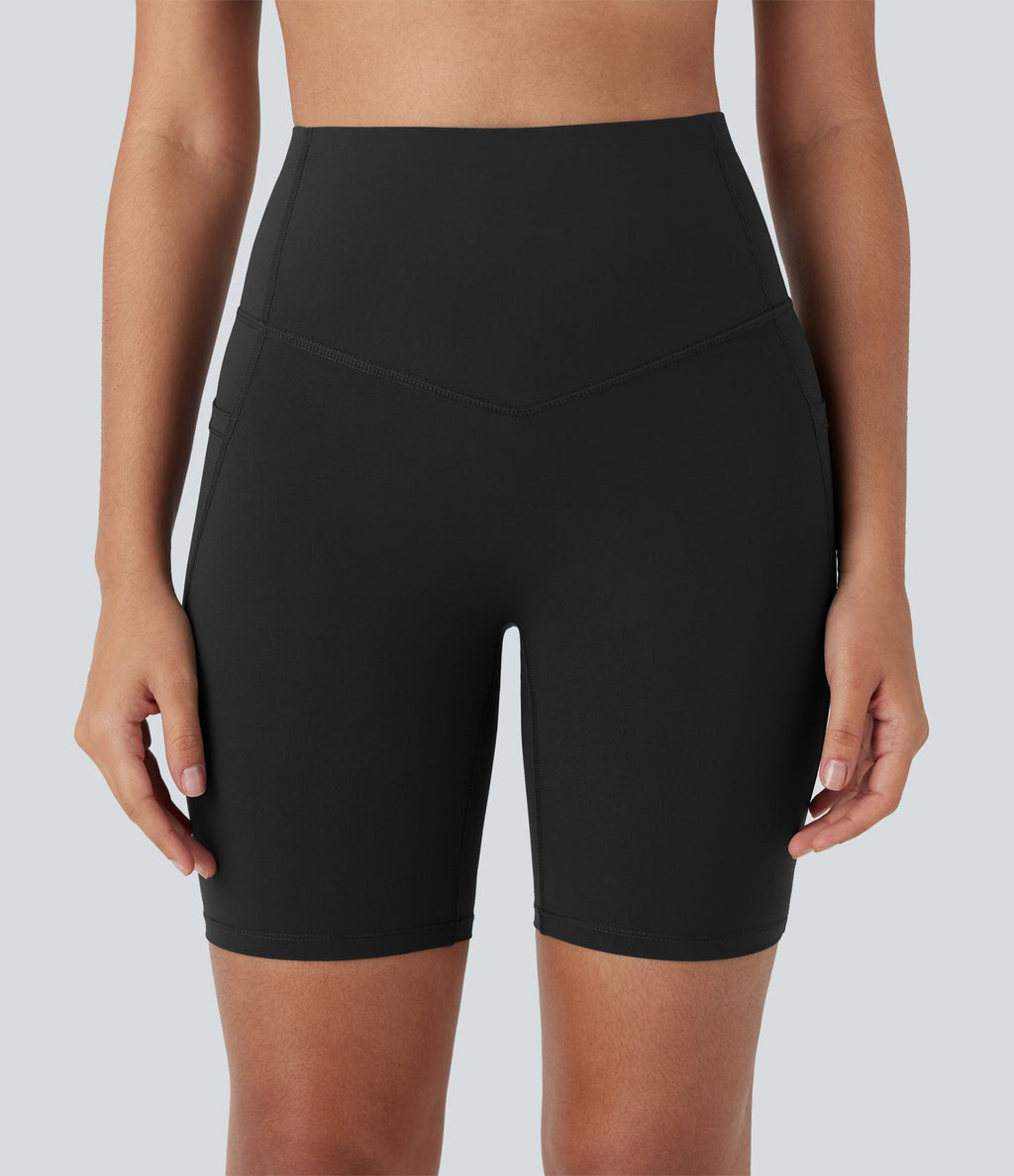 Short cycliste 17,5 cm d'entraînement gainant galbant taille haute avec poches Halara UltraSculpt™