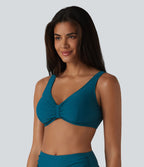 Haut de bikini brillant à col en V, bonnets E-G