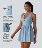 Robe sport de tennis mini Breezeful™ 2-en-1 séchage rapide col V dos nageur avec brassière intégrée à poches — édition Easy Peasy