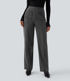 Pantalon tailleur taille haute à coupe droite pied-de-poule avec poches Halara Flex™