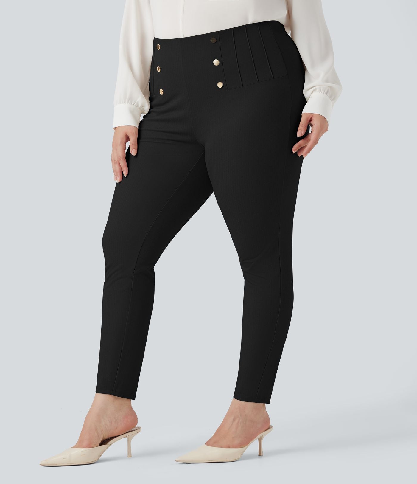 Legging de travail gainant taille haute grande taille motif chevrons avec poches