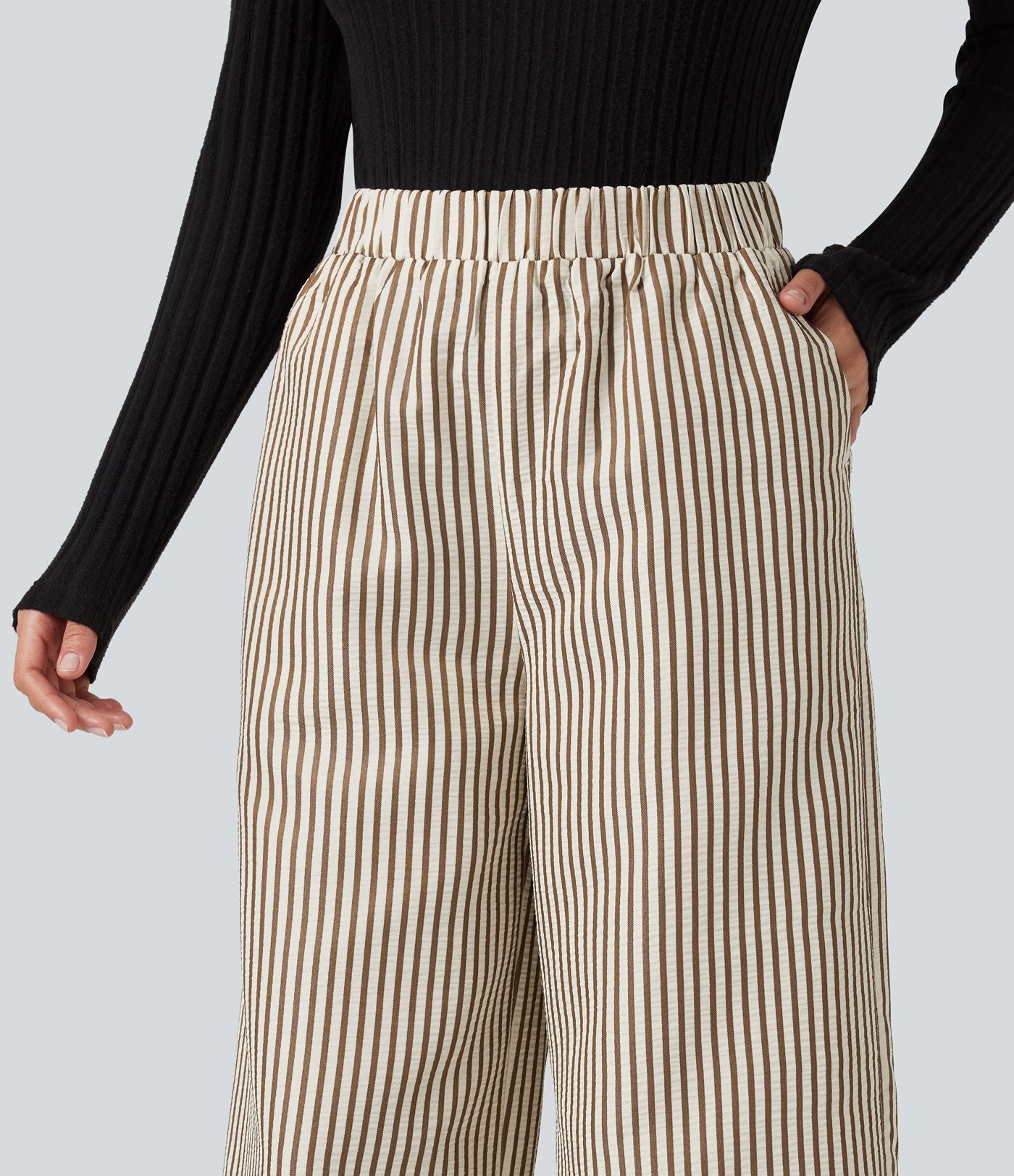 Pantalon d'intérieur ample taille haute à rayures avec poches