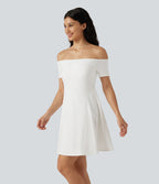 Robe mini SoftlyZero™ Plush épaules dénudées à manches courtes, maintien intégré, bonnets B à E