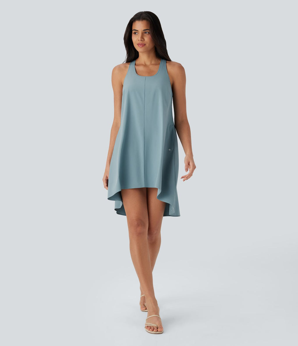 Robe décontractée mini fluide Breezeful™ à dos nageur, poches latérales, ourlet asymétrique et séchage rapide