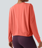 Haut de sport yoga col rond manches longues froncé - UPF50+