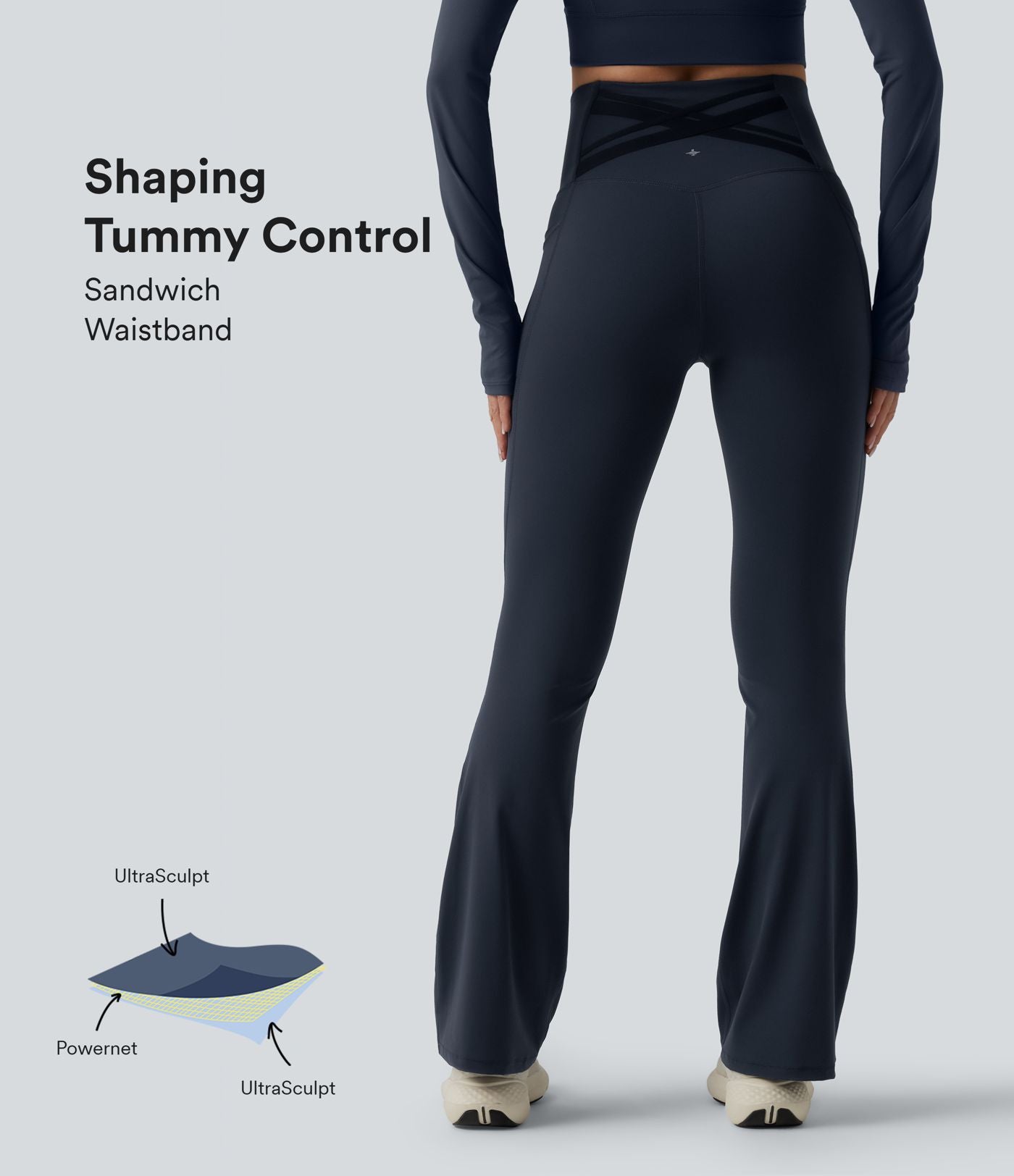 Legging de sport bootcut Halara Ultrasculpt™ taille haute gainant dos croisé avec poches