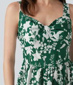 Robe mini sans manches à encolure cœur et laçage imprimé floral