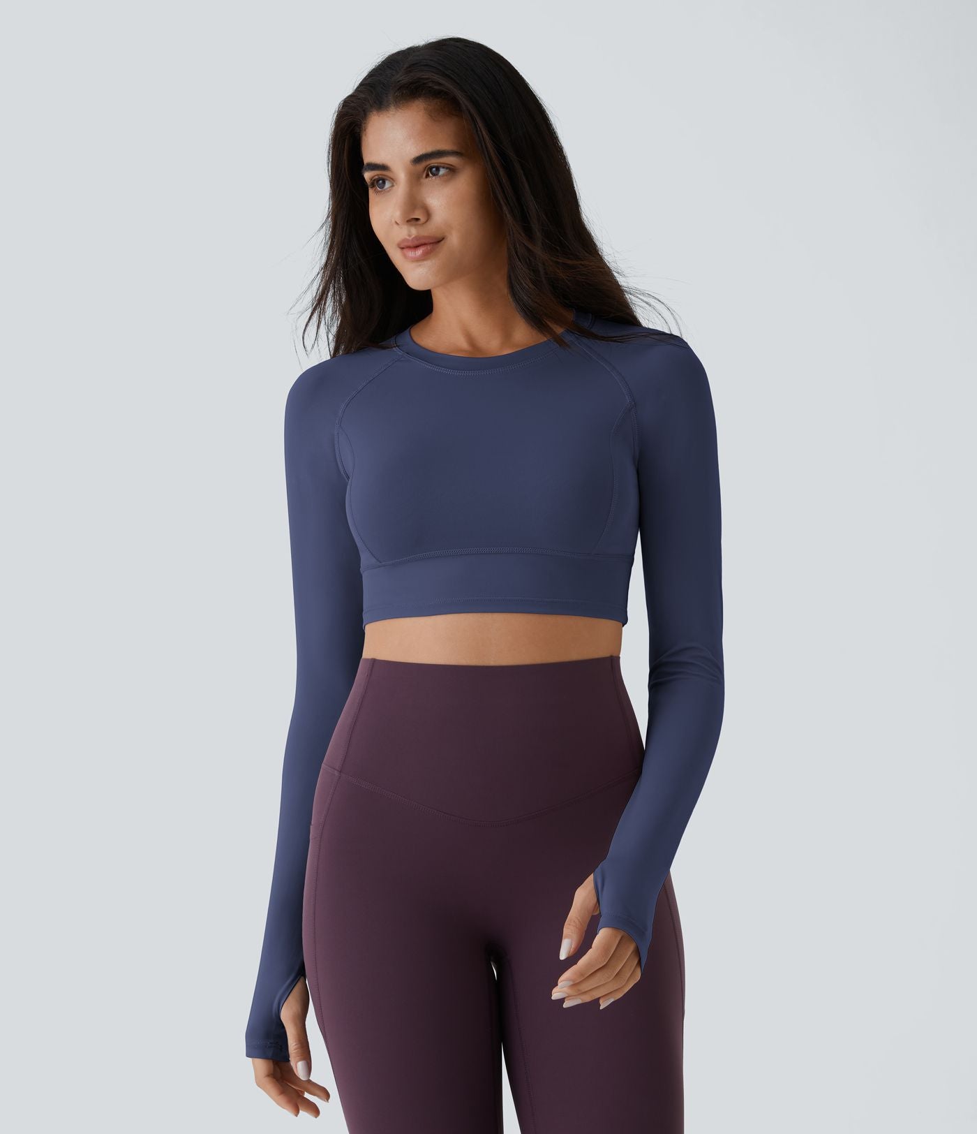 Top Sport Yoga Uni à Trou pour le Pouce Coupe Courte
