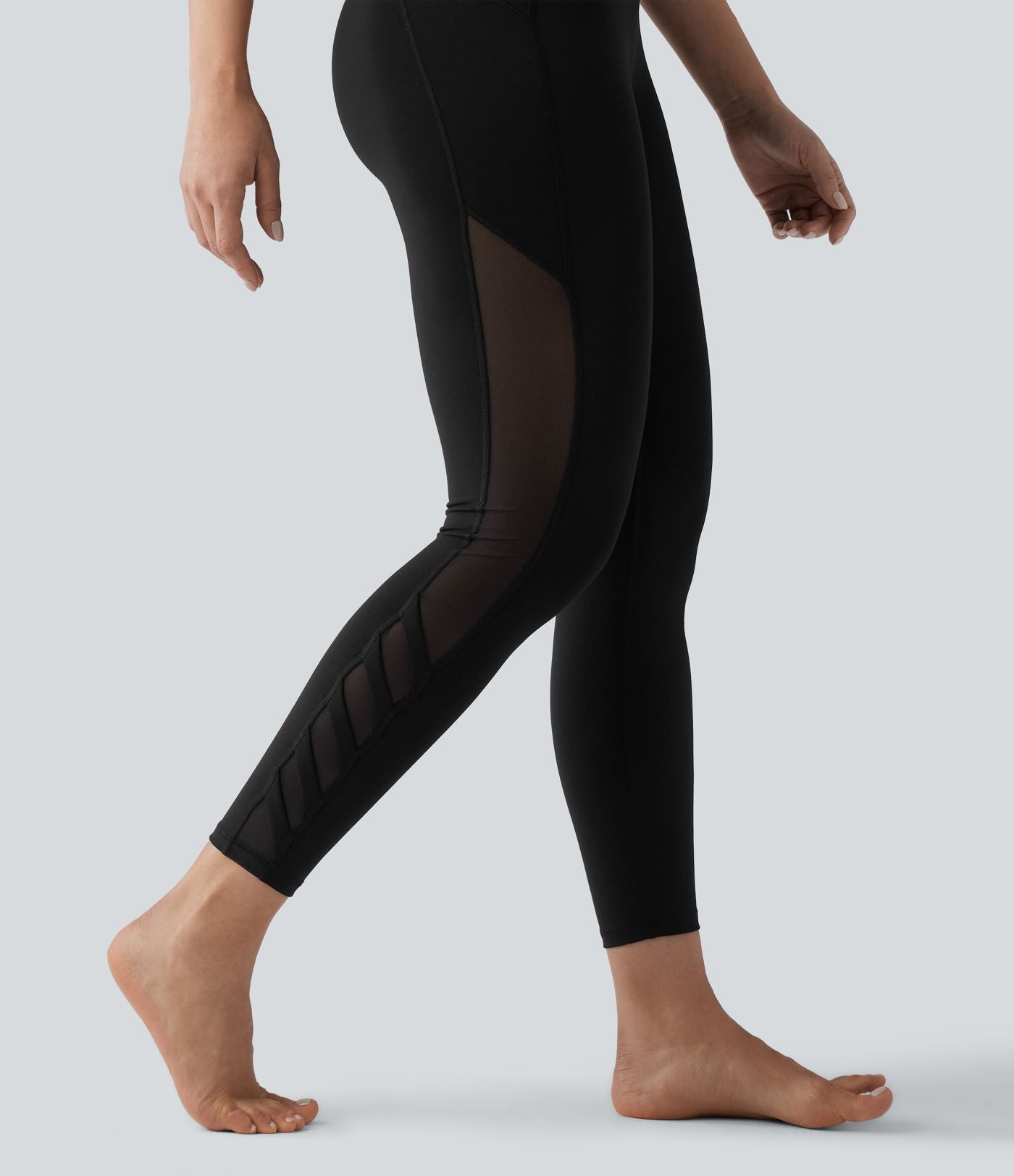 Legging de yoga 7/8 Halara UltraSculpt™ taille haute ventre plat avec empiècements en mesh contrastant et poche