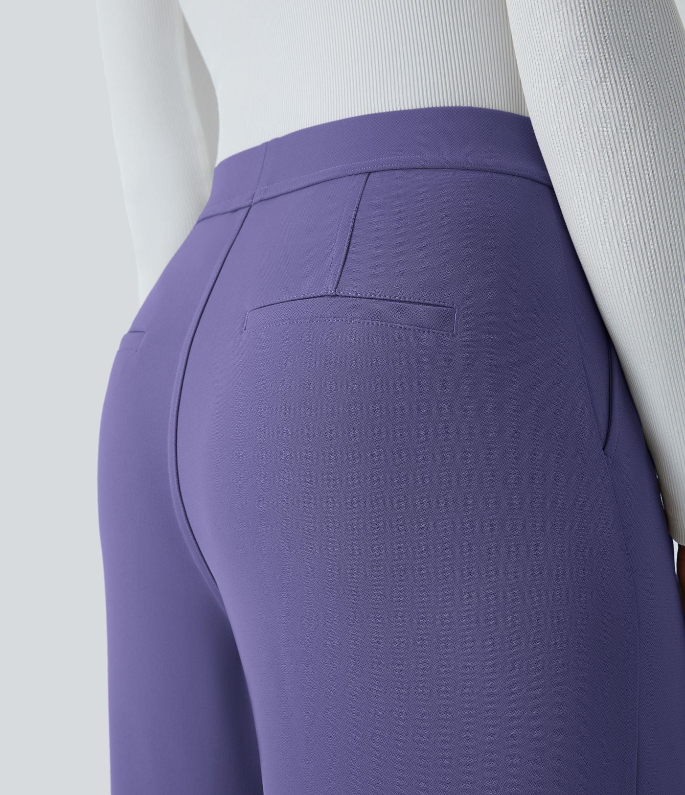 Halara Flex™ Pantalon Tailleur Droit à Taille Haute avec Pli Poches Latérales en Crêpe