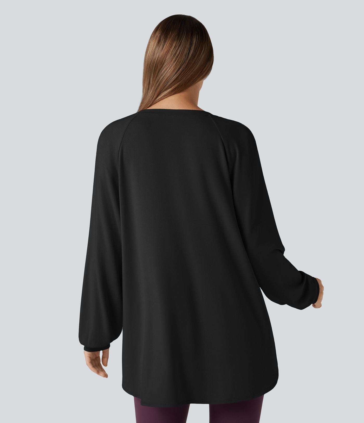 Sweat-shirt col V manches longues ourlet asymétrique