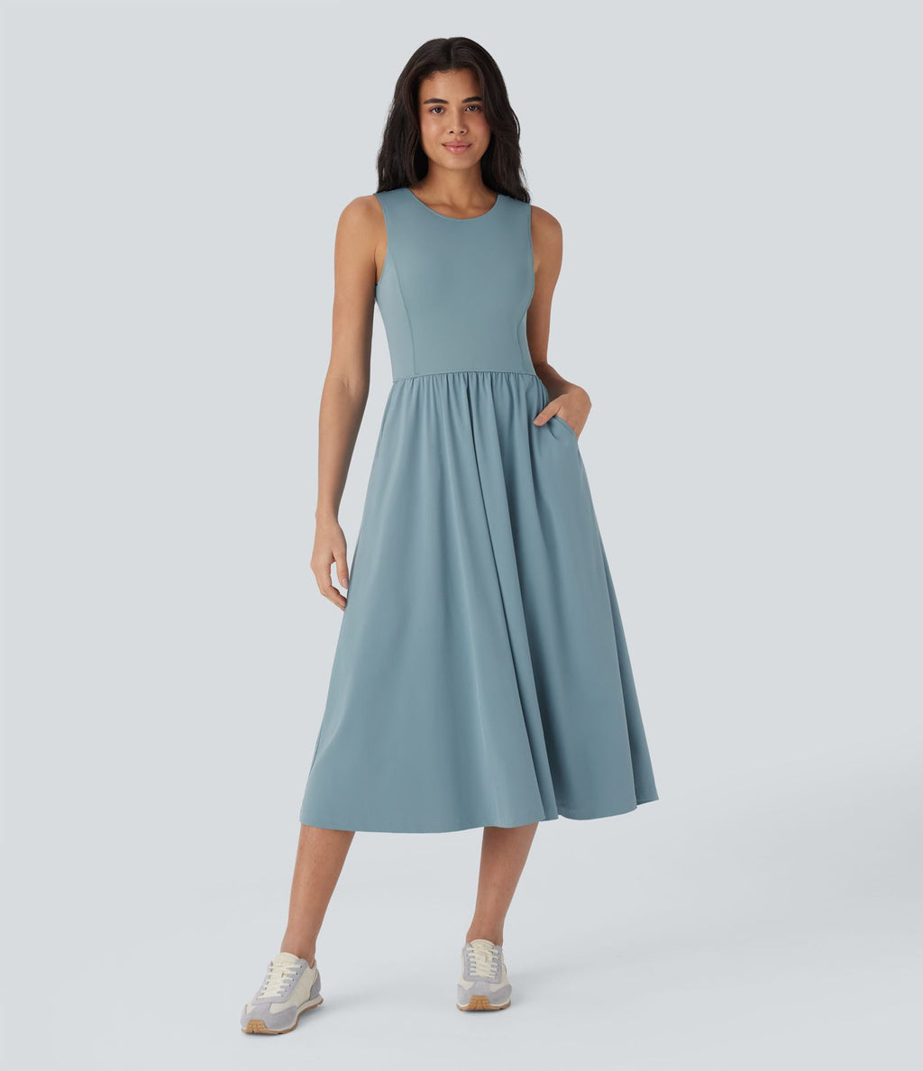 Robe active mi-longue sans manches Breezeful™ avec découpes, séchage rapide, fluide et poches pour camping