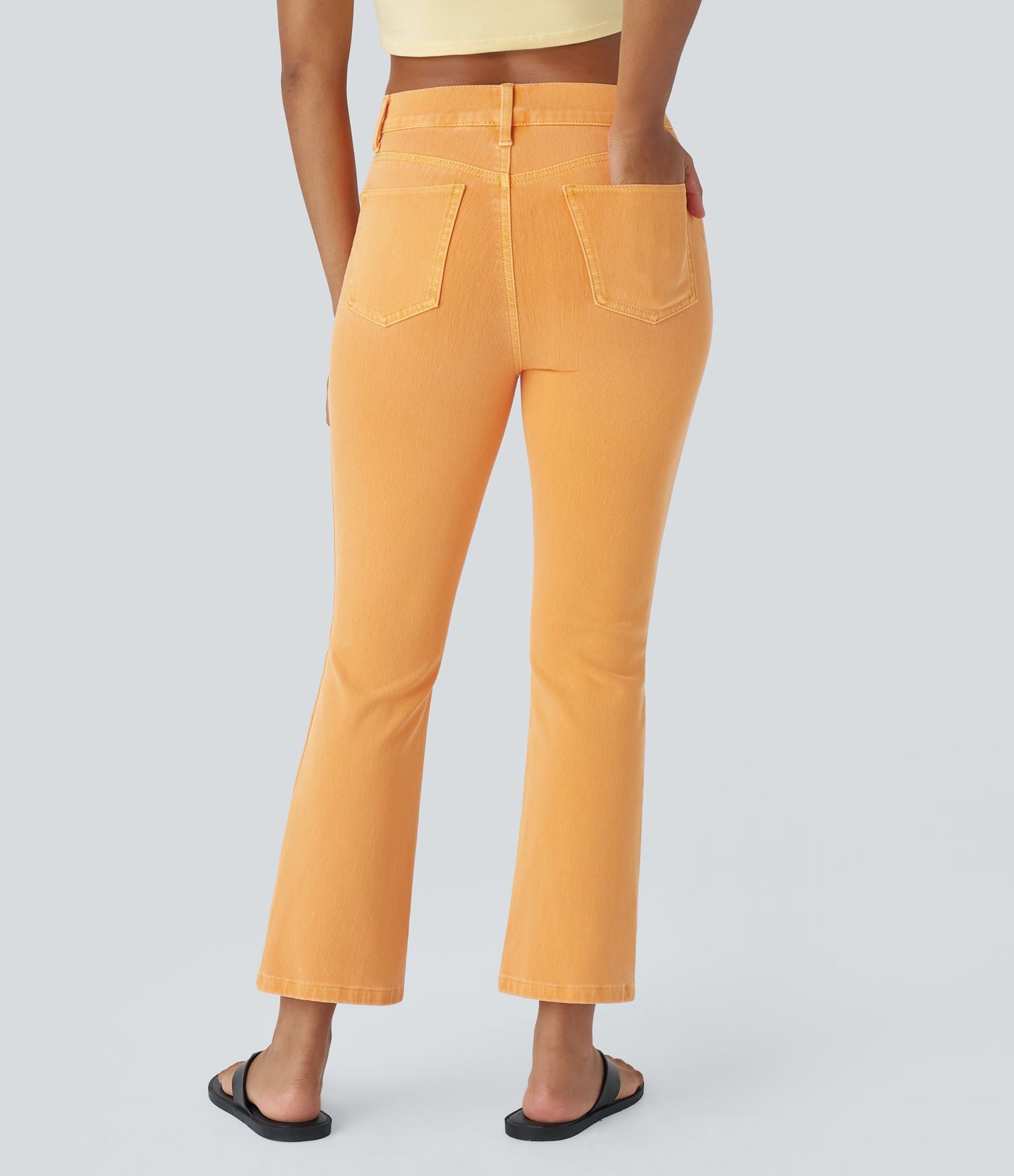 Jean bootcut 7/8 décontracté coloré à poches taille haute Halara Flex™