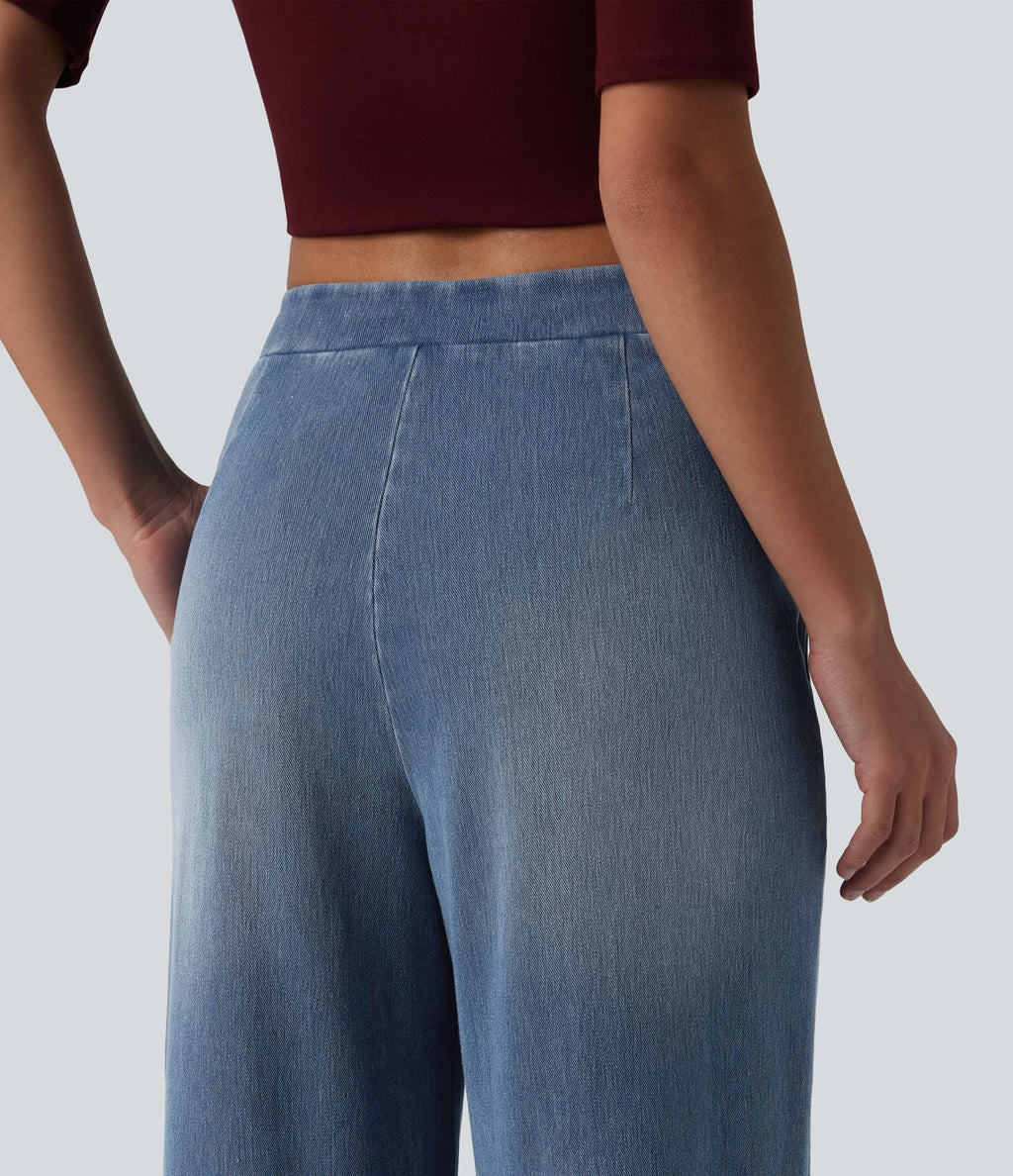 Jean droit Halara Flex™ casual taille mi-haute asymétrique avec poches