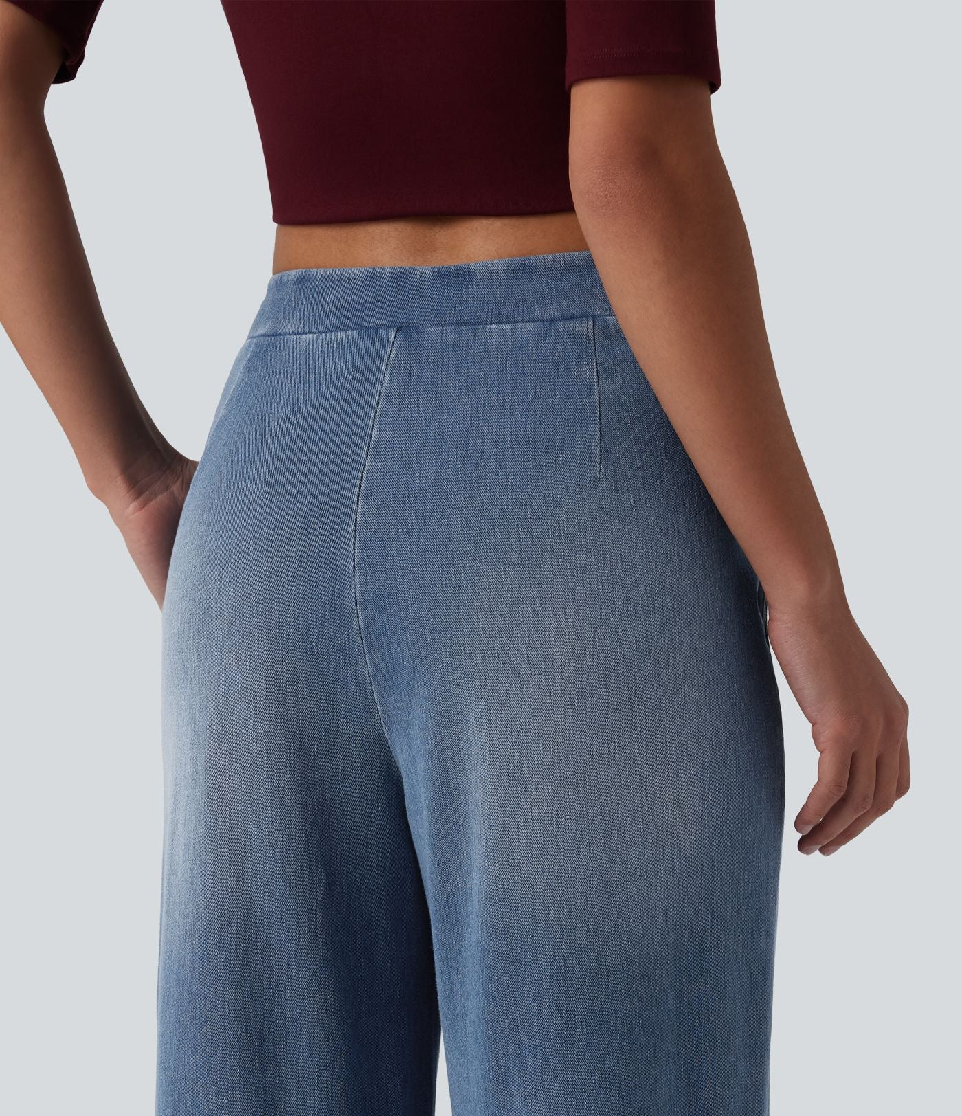 Jean droit Halara Flex™ casual taille mi-haute asymétrique avec poches