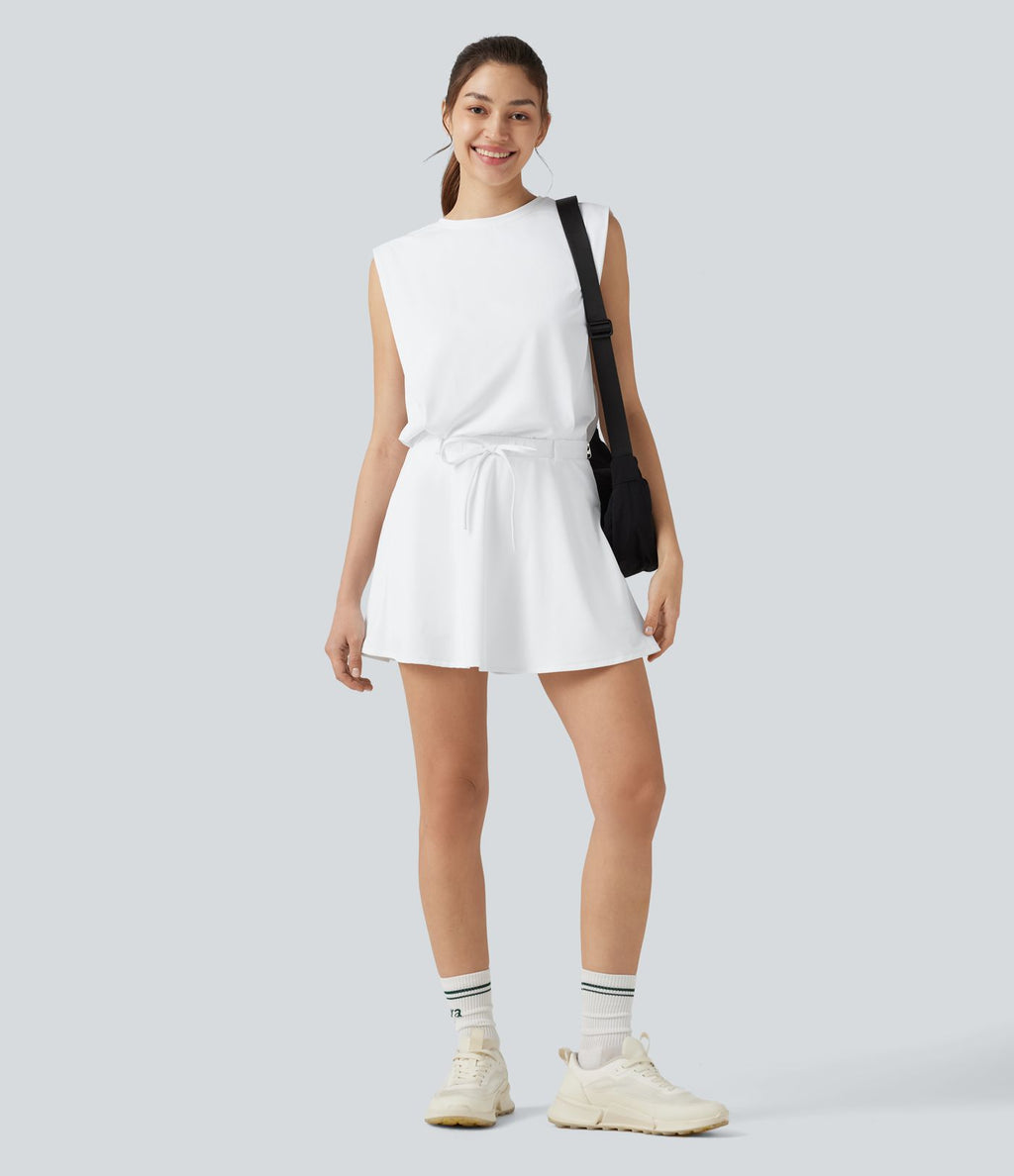 Robe de sport mini SoftlyZero™ Airy effet frais InstantCool sans manches, col rond, cordon ajustable, short amovible avec poches, protection solaire UPF50+