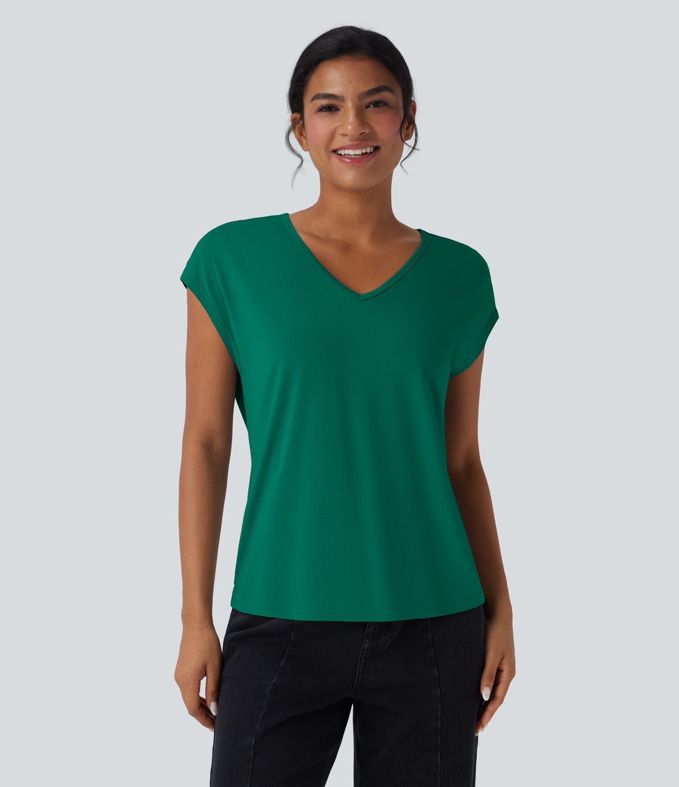 T-shirt casual col V manches courtes