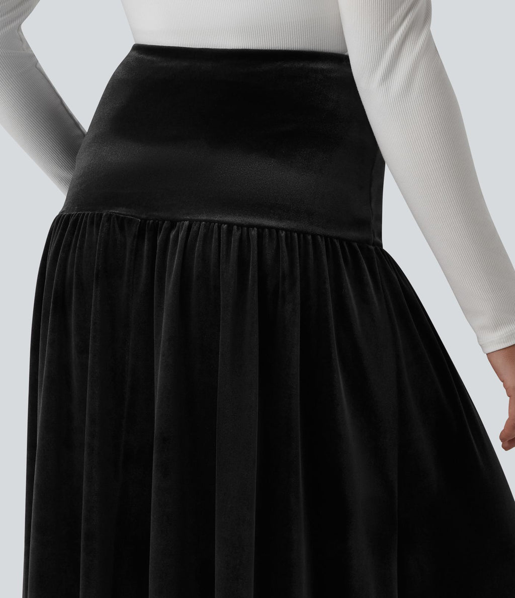 Jupe longue casual trapèze velours taille haute
