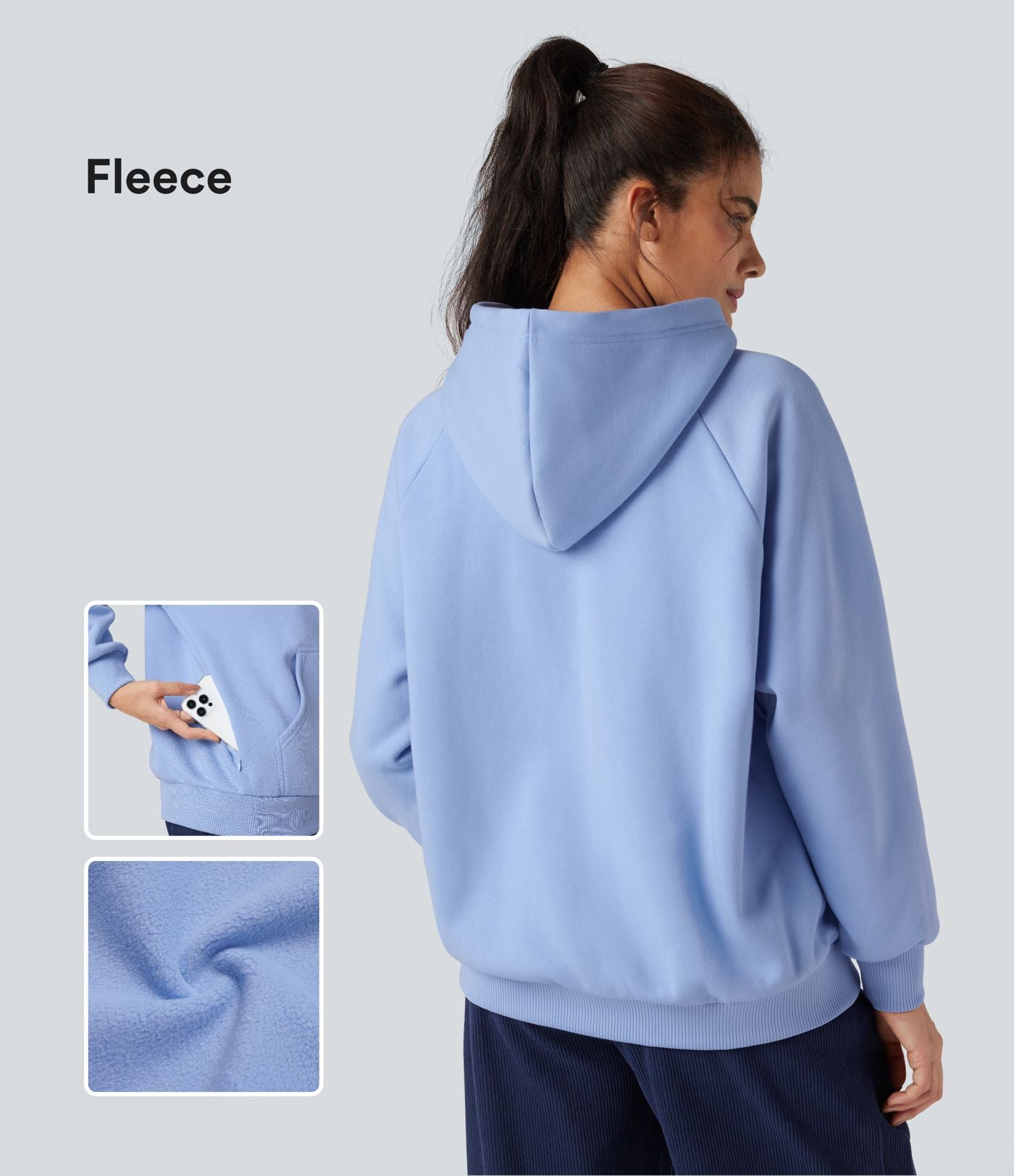 Sweat-shirt coton polaire à capuche cordon de serrage manches longues avec poches