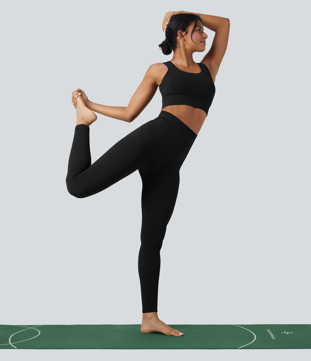 Brassière de sport yoga courte maintien léger col U en maille gaufrée sans couture OneForm Seamless Flow