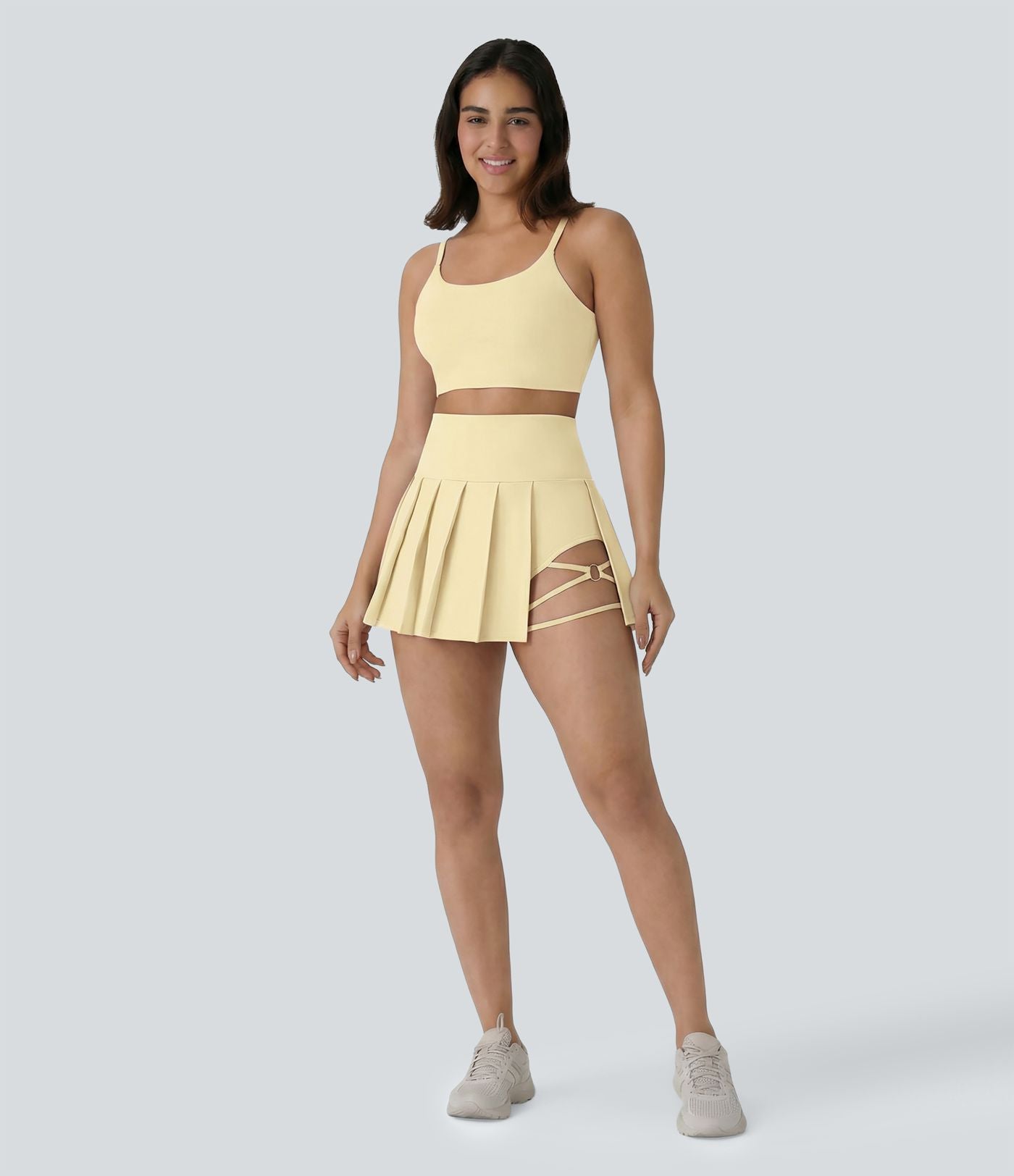 Jupe-short de danse mini Breezeful™ à taille haute, plissée, 2-en-1, avec poches latérales et arrière, ourlet asymétrique et séchage rapide