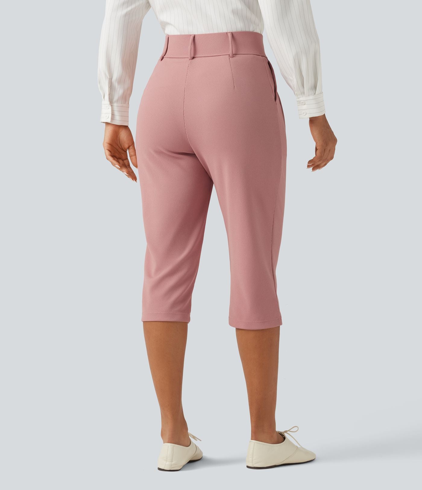 Pantacourt habillé Halara Flex™ taille haute fuselé en tissu gaufré avec poches