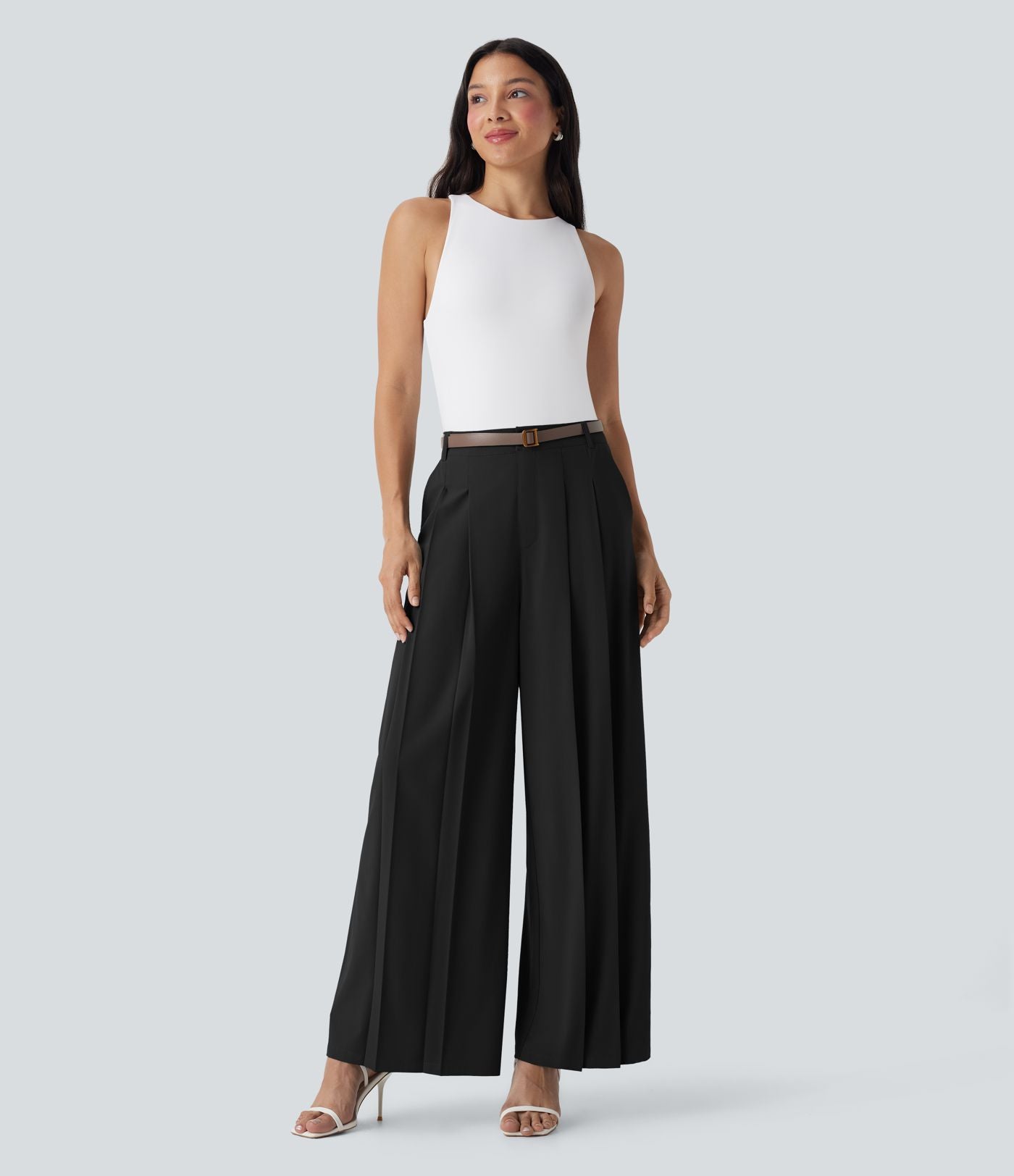Pantalon tailleur large fluide Breezeful™ taille mi-haute séchage rapide avec poches latérales
