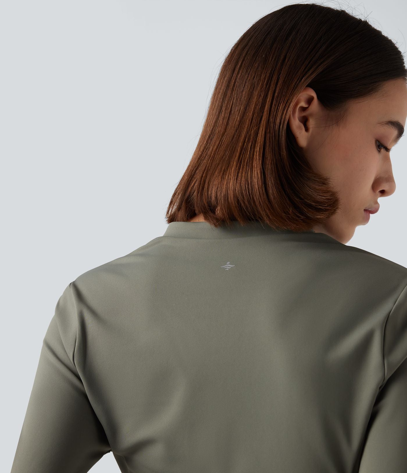 Haut de sport yoga polaire col montant demi-zip à manches longues avec passants pouces