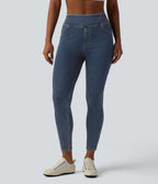 Halara Flex™ Jeggings casual 7/8 taille haute en lyocell drapé effet denim, avec poches