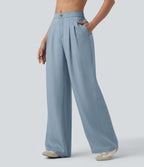 Jean large décontracté taille mi-haute en lyocell avec poches