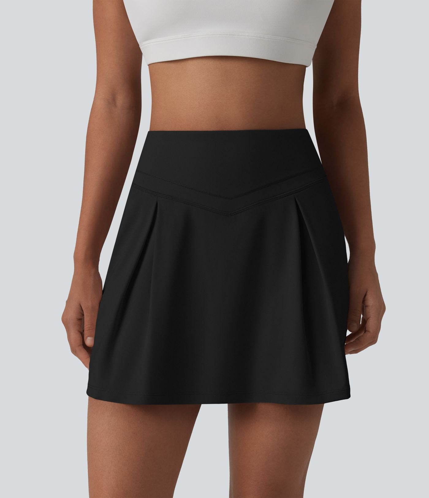 Jupe de sport 2-en-1 SoftlyZero™ Airy, taille mi-haute, effet ventre plat, froncée, avec poches - Protection solaire UPF50+