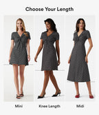 Robe mini décontractée à pois, col V, manches courtes