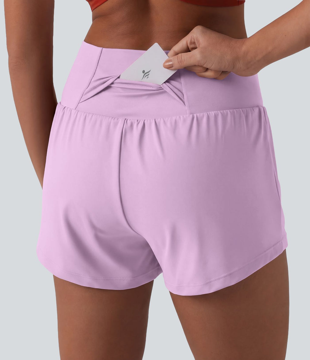 Short de yoga 2-en-1 SoftlyZero™ Airy croisé taille haute 7,5 cm effet frais InstantCool avec poches